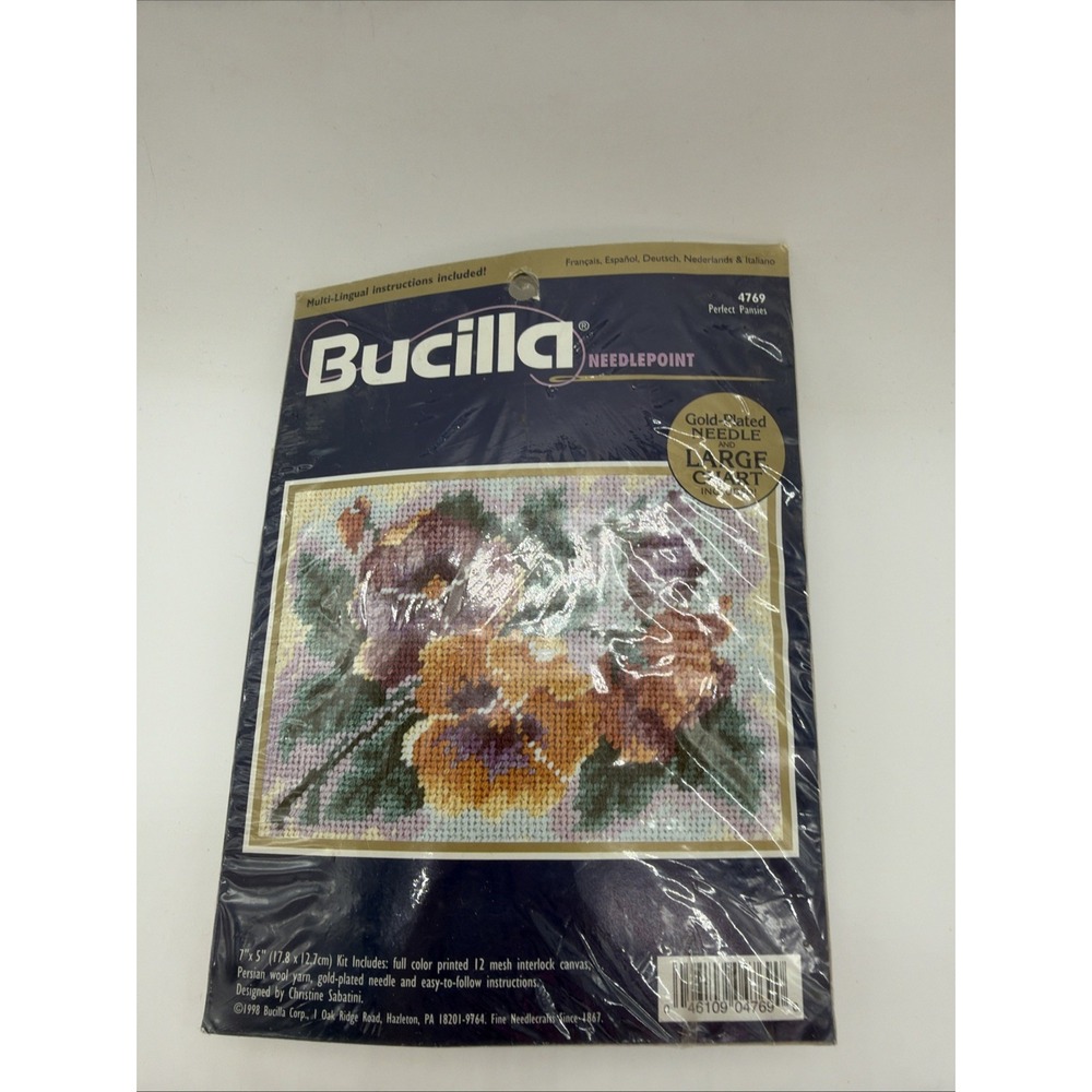 Bucilla Needlepoint kit #4769 Pocket Pansies 7"x5" Designer Christine Sabatini